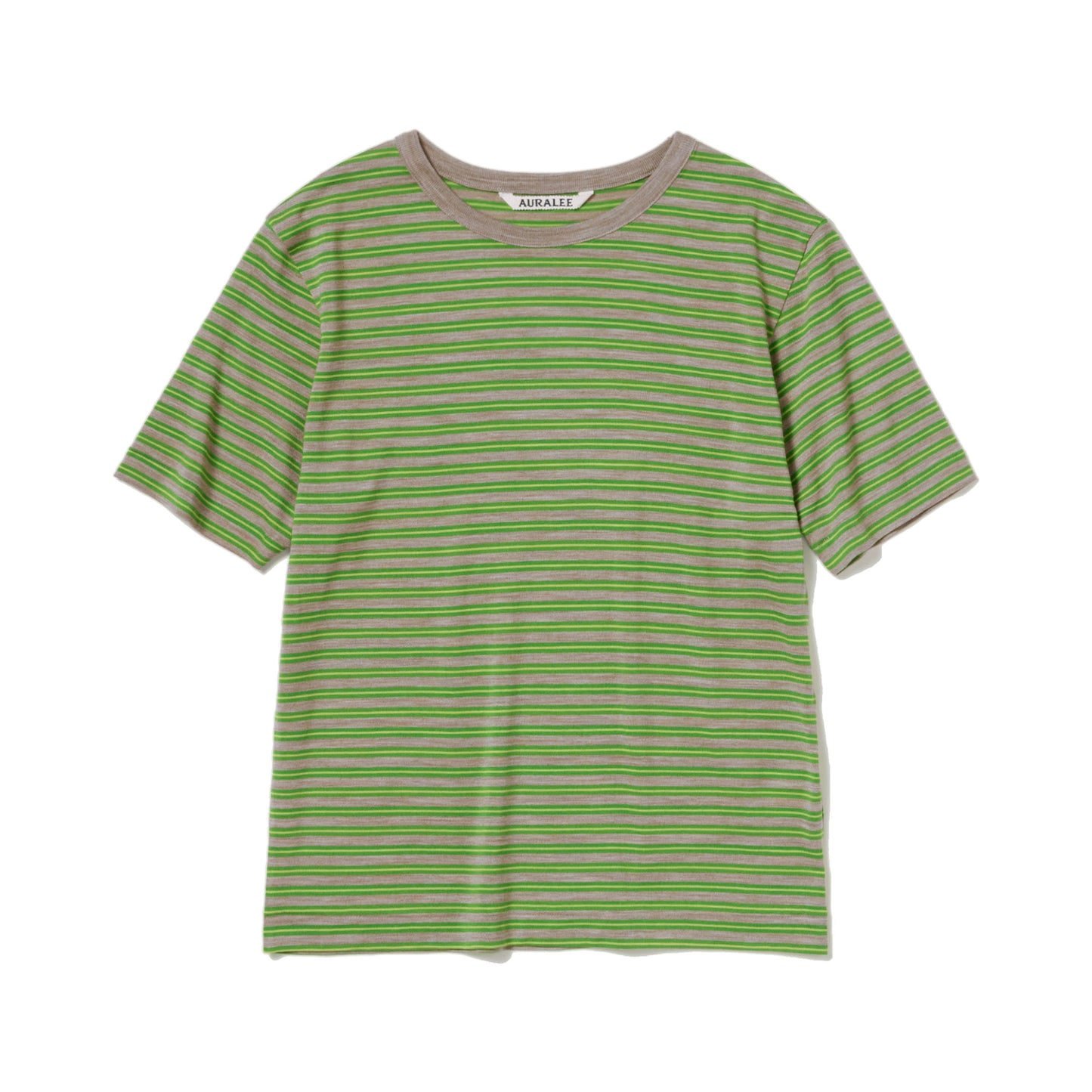AURALEE/SOFT SMOOTH WOOL STRIPE JERSEY TEE