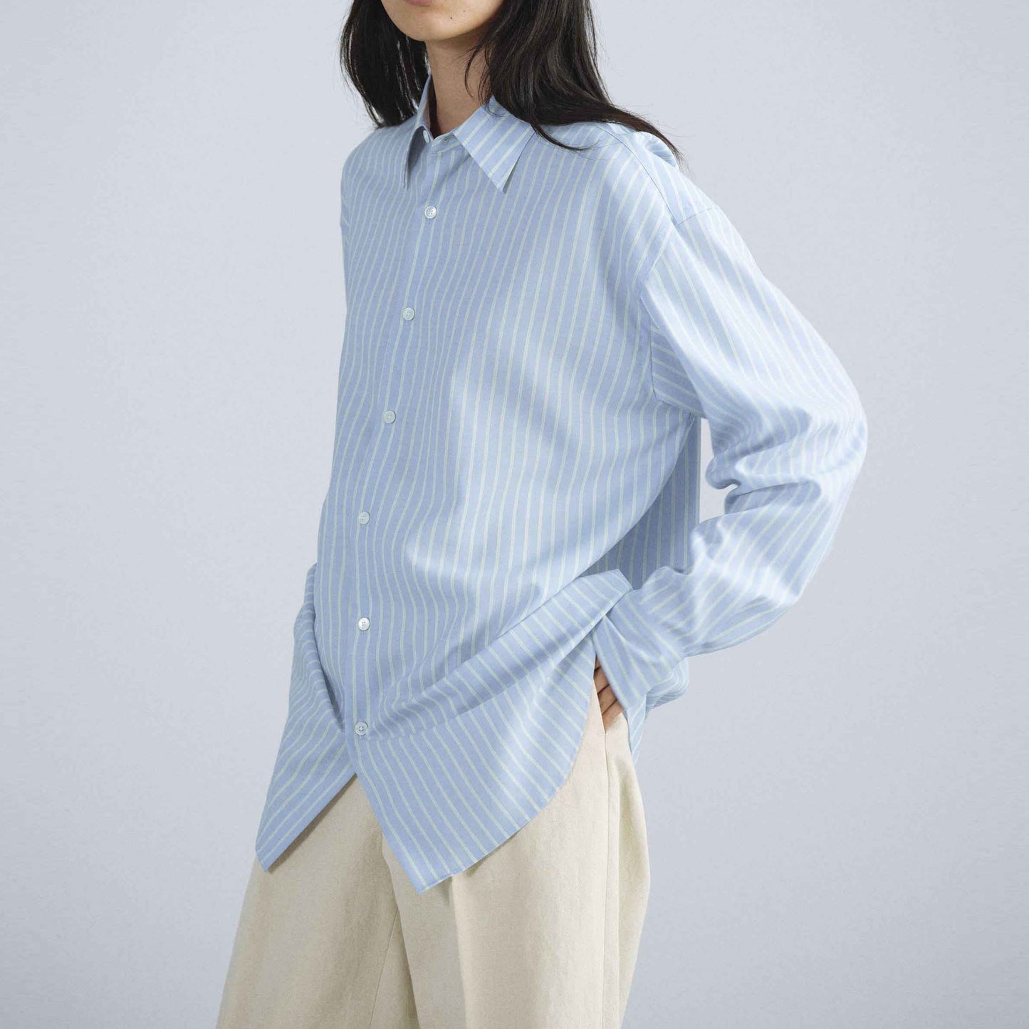 AURALEE/SUPER FINE WOOL STRIPE SHIRT