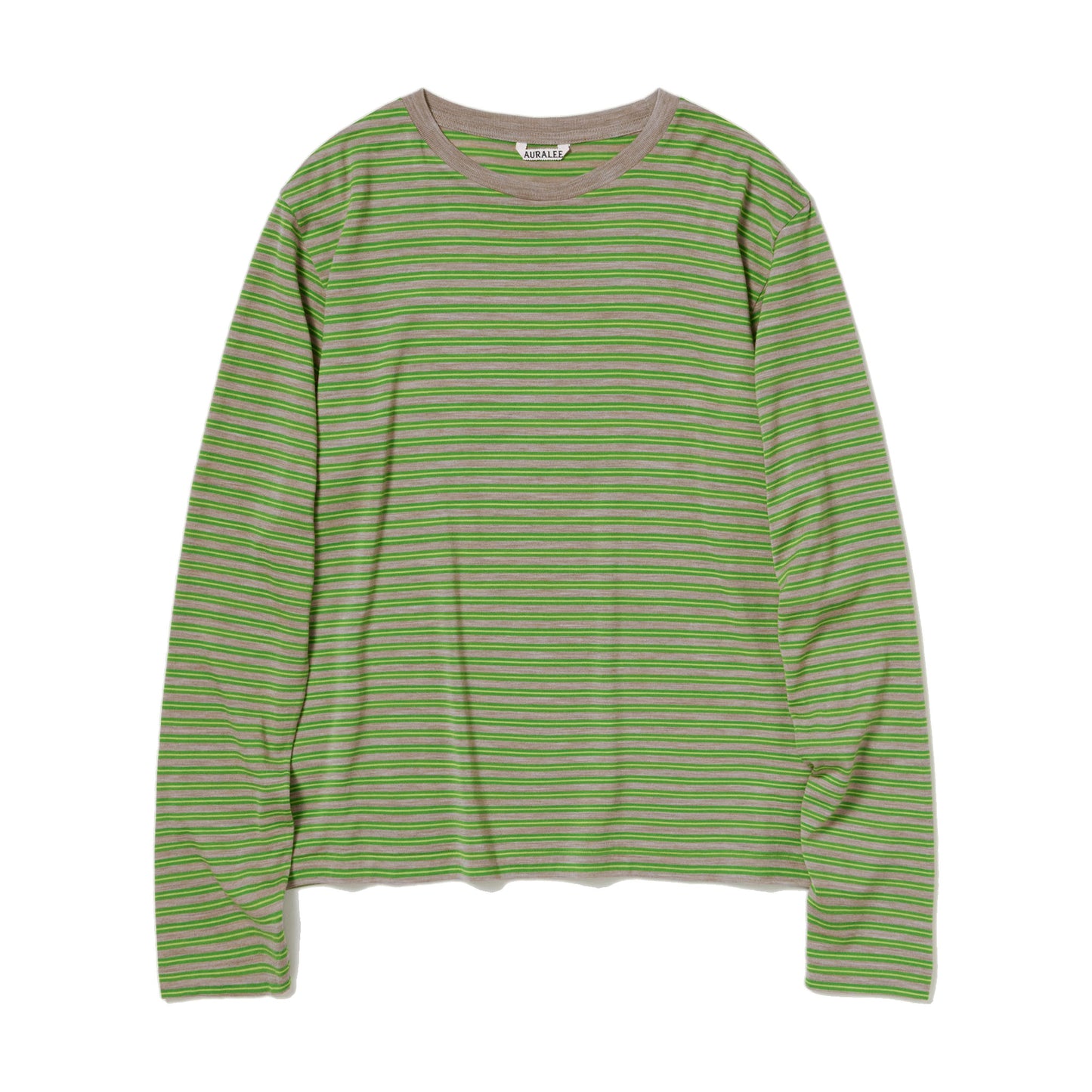 AURALEE/SOFT SMOOTH WOOL STRIPE JERSEY L/S TEE