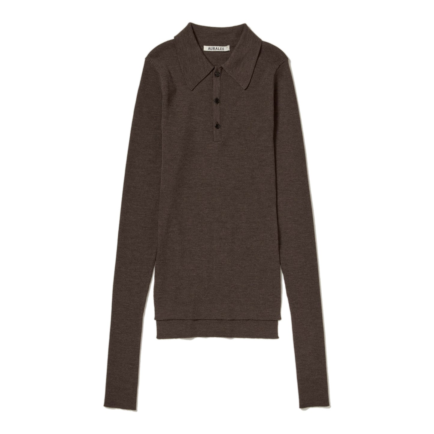 AURALEE/SUPER FINE WOOL HIGH GAUGE RIB KNIT POLO