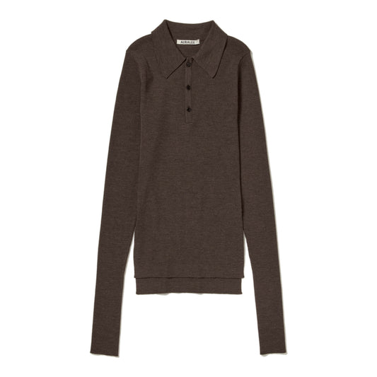 AURALEE/SUPER FINE WOOL HIGH GAUGE RIB KNIT POLO