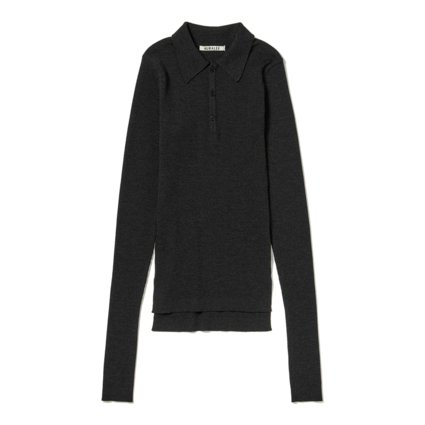 AURALEE/SUPER FINE WOOL HIGH GAUGE RIB KNIT POLO
