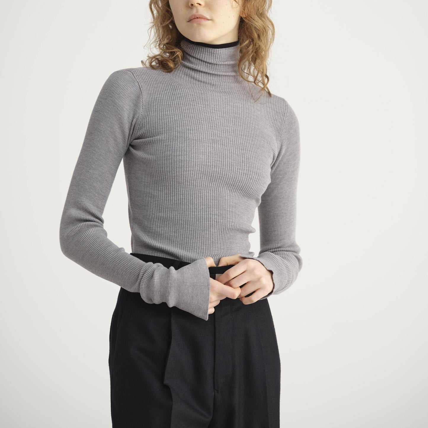 AURALEE/SUPER FINE WOOL HIGH GAUGE RIB KNIT TURTLE