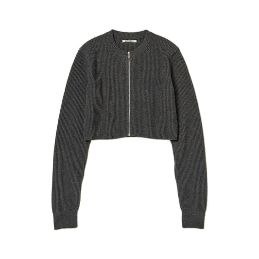 AURALEE/SUPER FINE WOOL RIB KNIT ZIP SHORT CARDIGAN